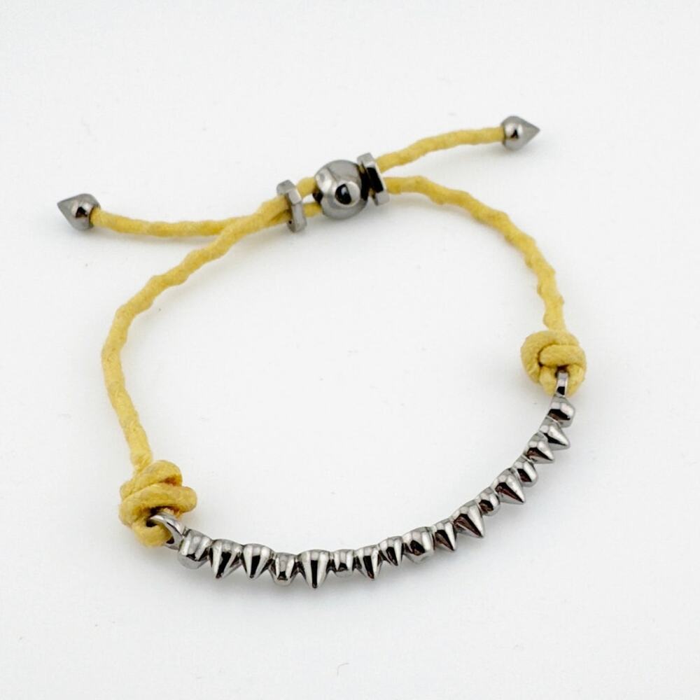 Eddie Borgo Spiked Cone Bracelet Women's Adjustable Yellow Cord - Picture 9 of 10